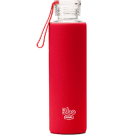 Botella vidrio con funda silicona - roja