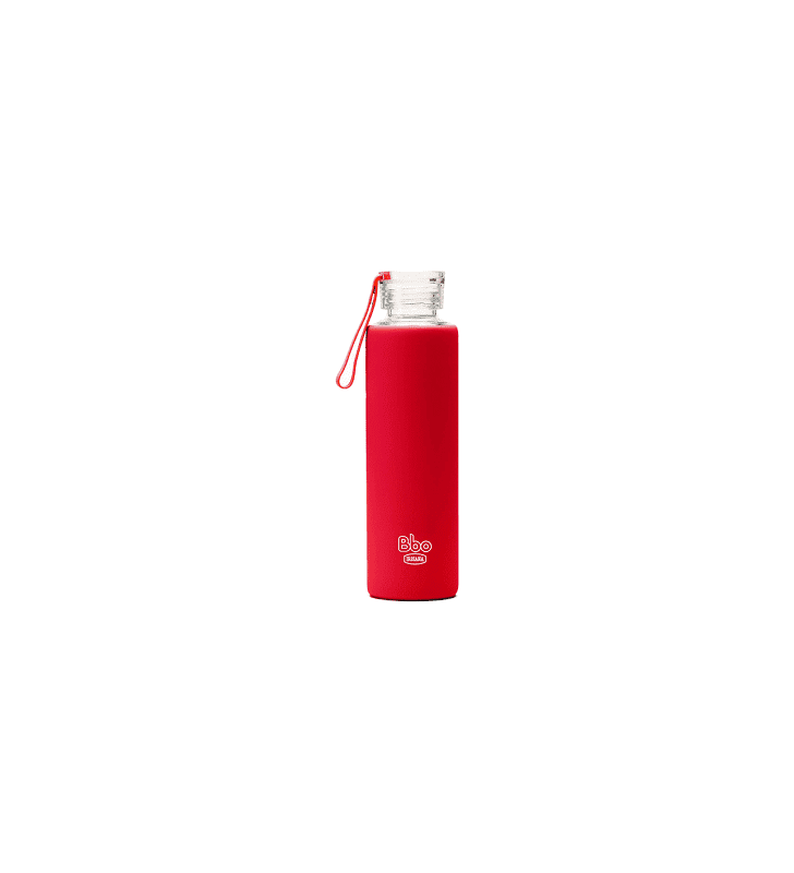 Botella vidrio con funda silicona - roja