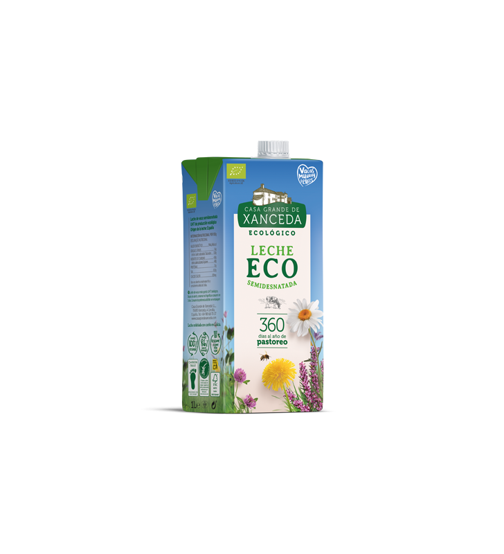 Leche ecológica UHT semidesnatada de vaca 1l