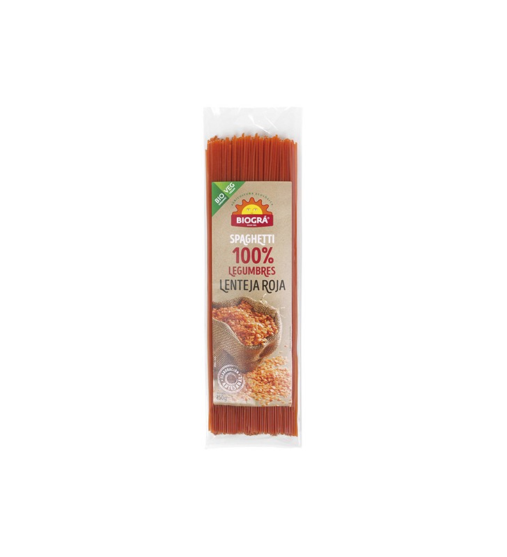 Espagueti de lenteja roja bio 250gr